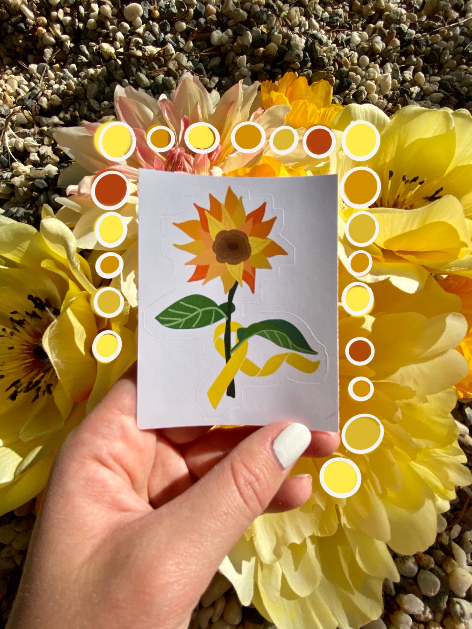 Childhood Cancer Sunflower Sticker with Katie's Collective.com