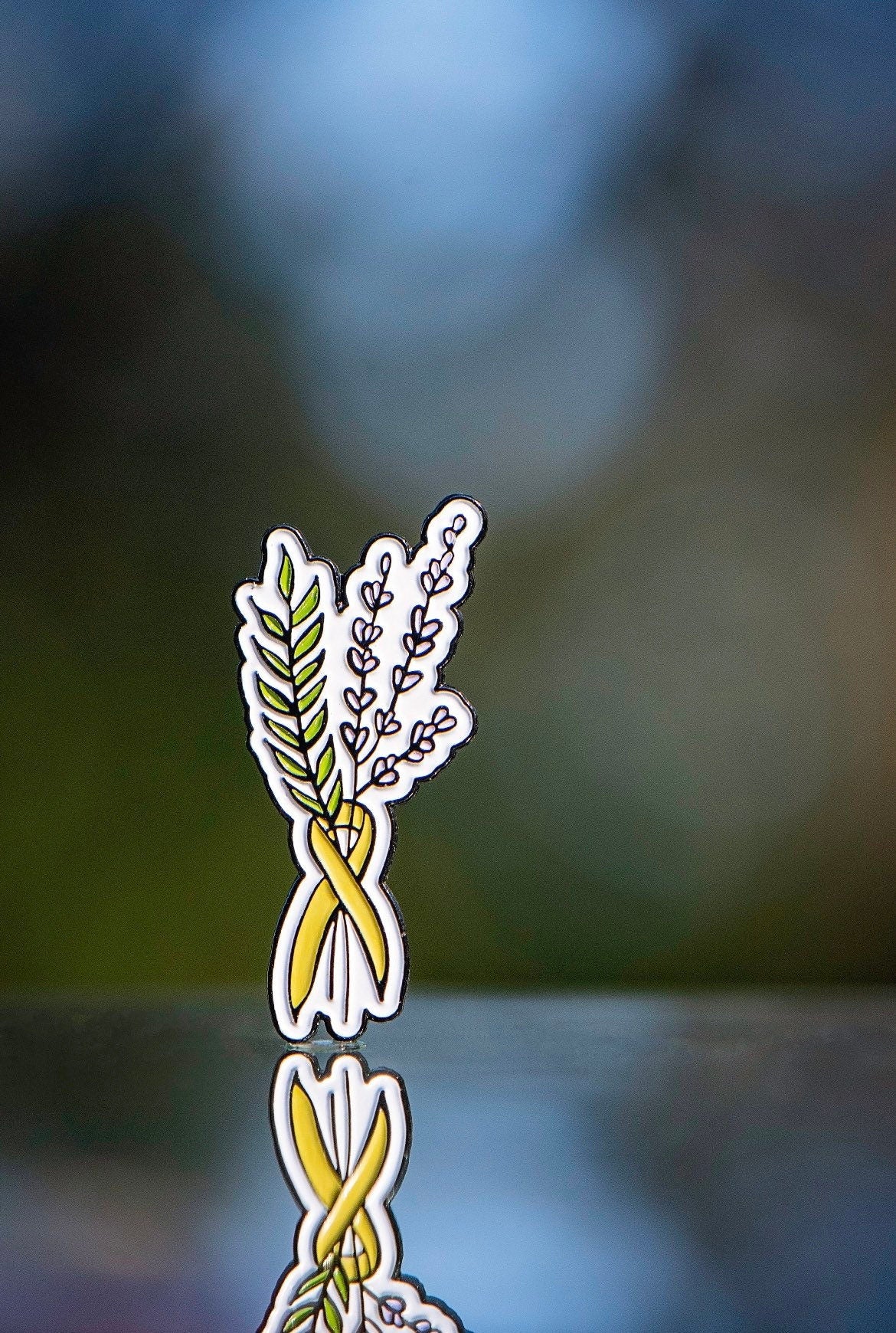 Childhood Cancer/ Sarcoma Floral Ribbon - Enamel Pin