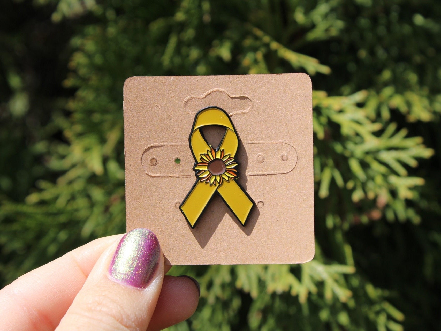 Childhood Cancer/ Sarcoma Sunflower Ribbon - Enamel Pin