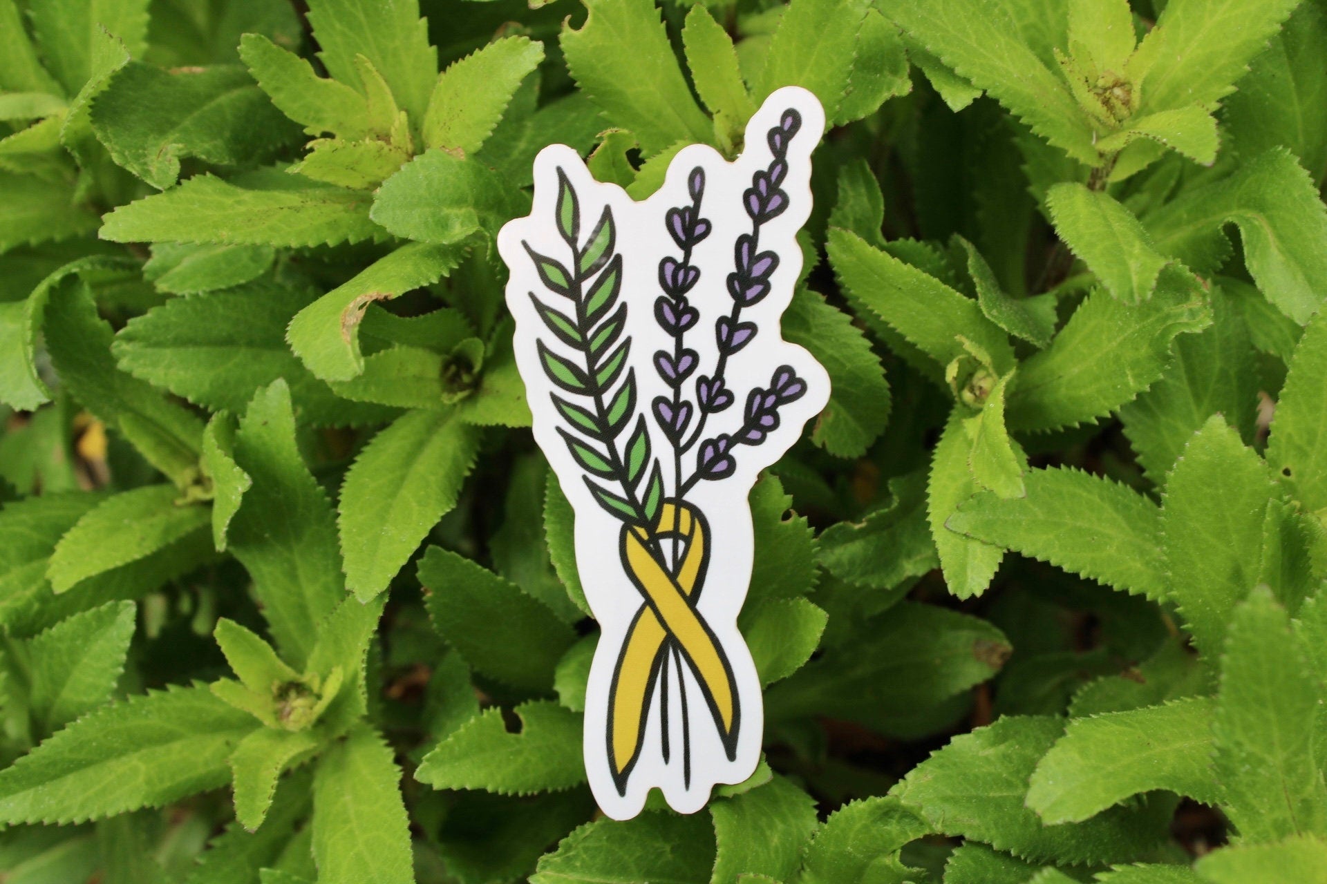 Childhood Cancer/ Sarcoma Floral Ribbon - Waterproof Sticker