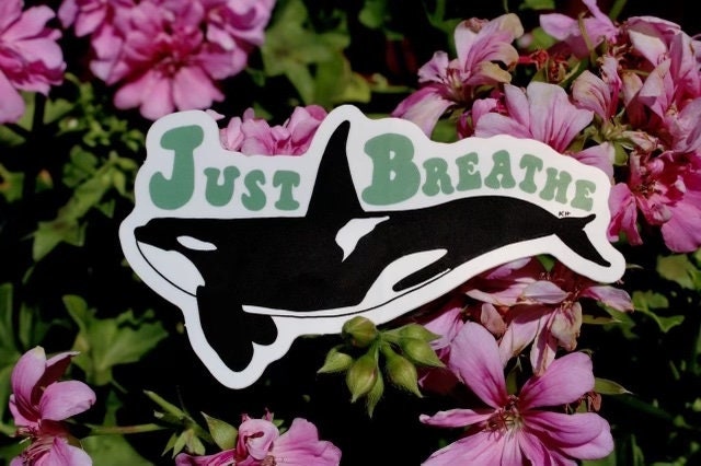 Just Breathe Orca Sticker