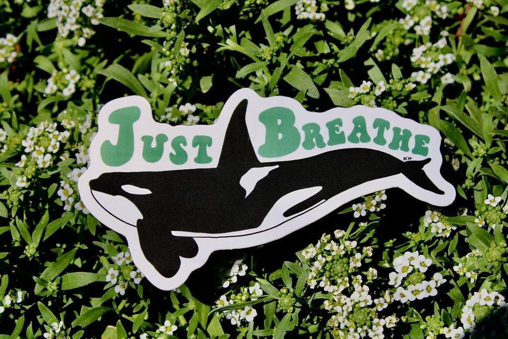 Just Breathe Orca Sticker