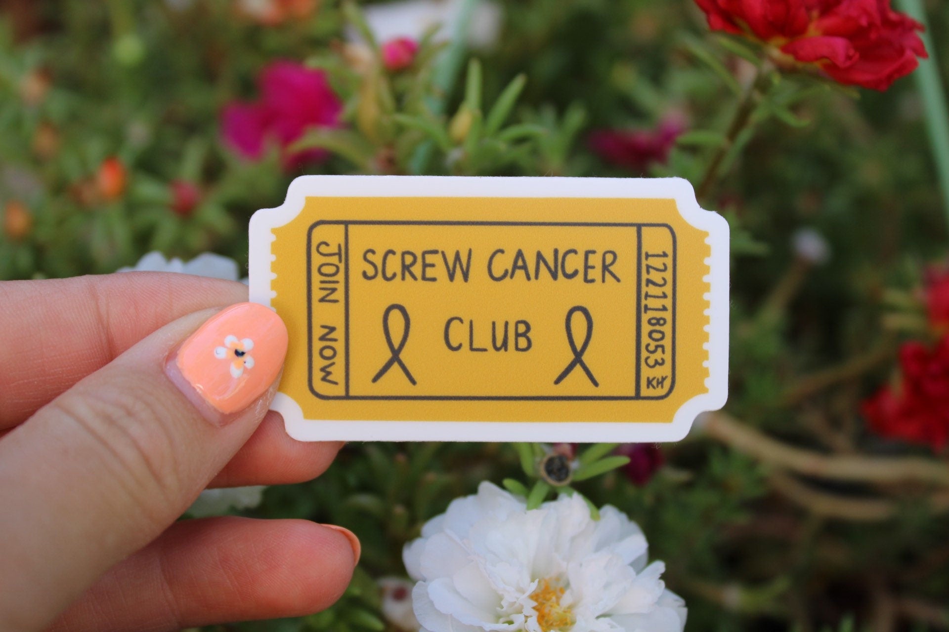 Screw Cancer Club Waterproof Sticker