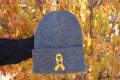 Childhood Cancer/ Sarcoma Ribbon and Sunflower - Grey Beanie