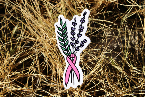 Breast Cancer Floral Ribbon Waterproof Sticker