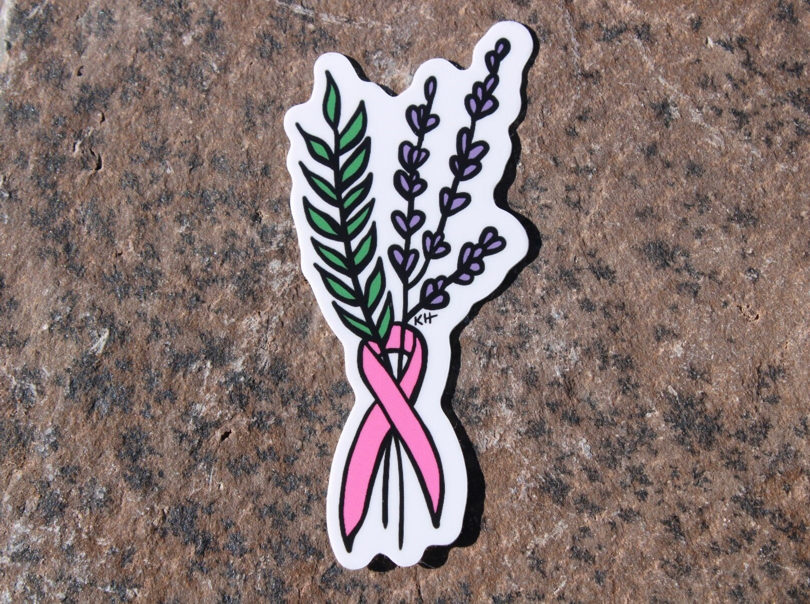 Breast Cancer Floral Ribbon Waterproof Sticker