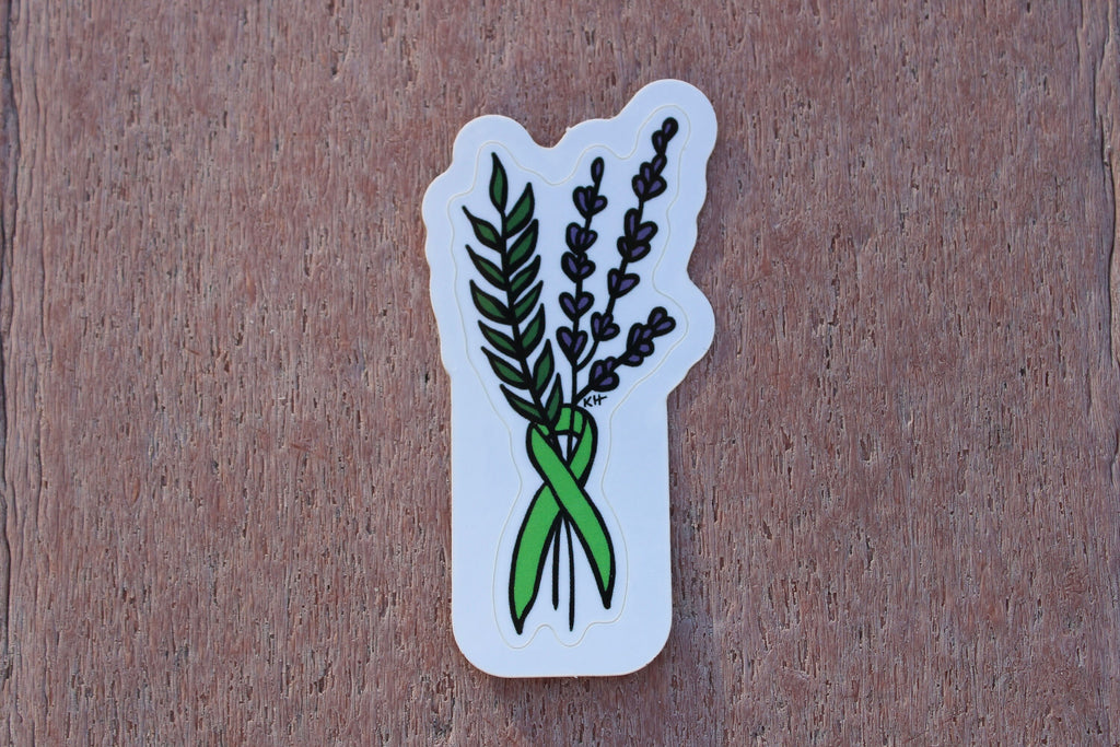 Lymphoma / Mental Health Awareness Floral Ribbon - Waterproof Sticker