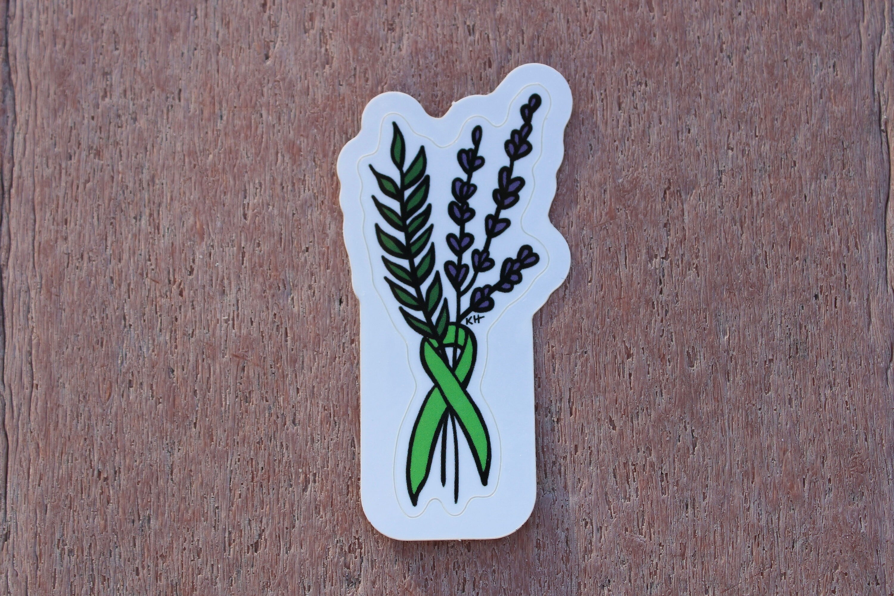 Lymphoma / Mental Health Awareness Floral Ribbon - Waterproof Sticker