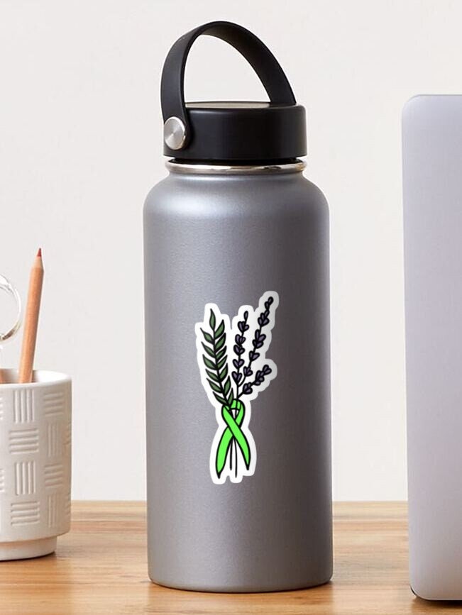 Lymphoma / Mental Health Awareness Floral Ribbon - Waterproof Sticker