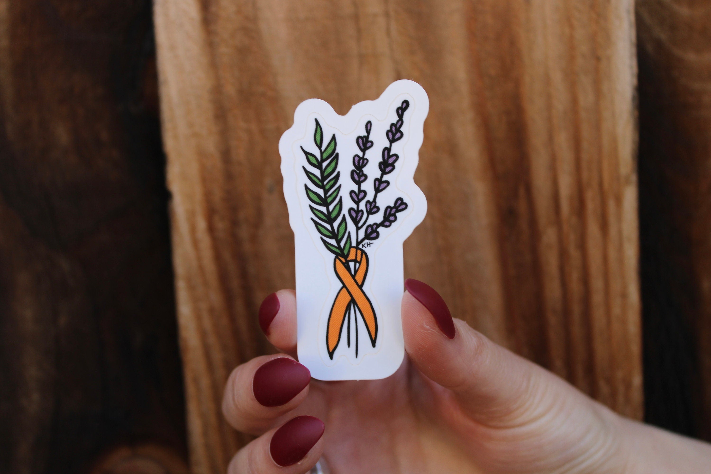 Leukemia/ Kidney Cancer Floral Ribbon - Waterproof Sticker