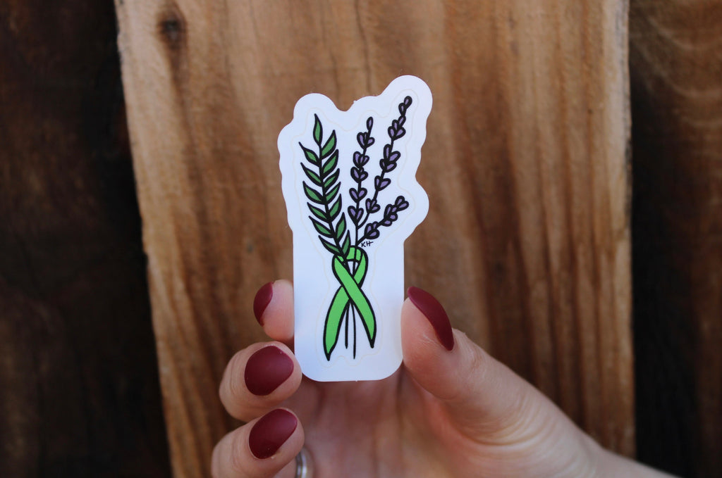 Lymphoma / Mental Health Awareness Floral Ribbon - Waterproof Sticker