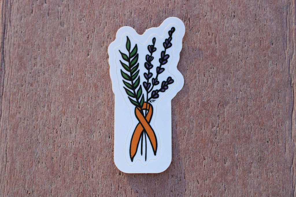 Leukemia/ Kidney Cancer Floral Ribbon - Waterproof Sticker