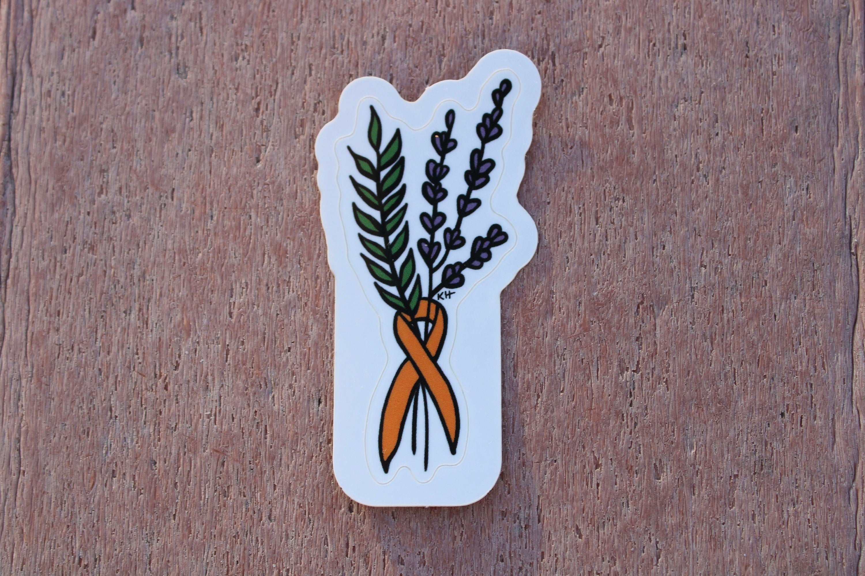 Leukemia/ Kidney Cancer Floral Ribbon - Waterproof Sticker