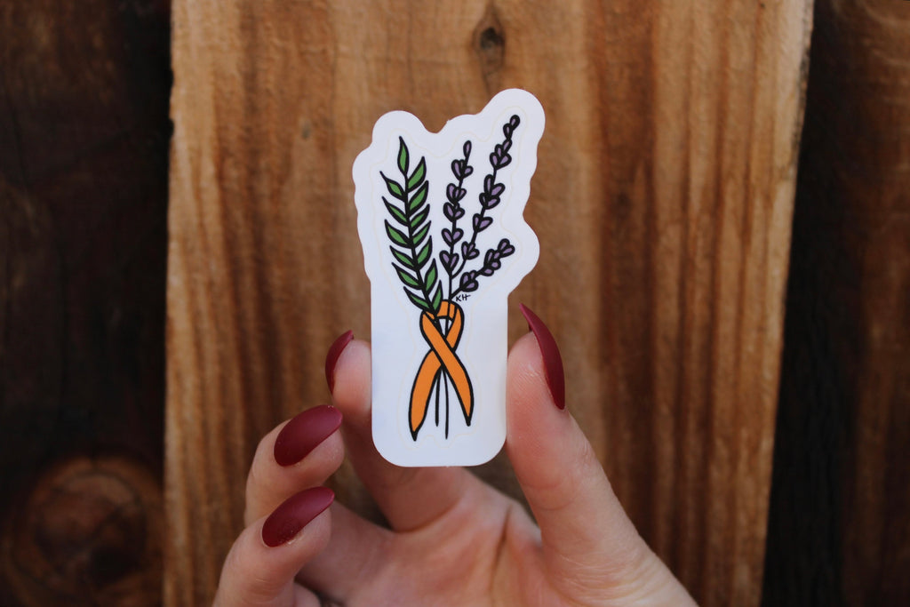 Leukemia/ Kidney Cancer Floral Ribbon - Waterproof Sticker