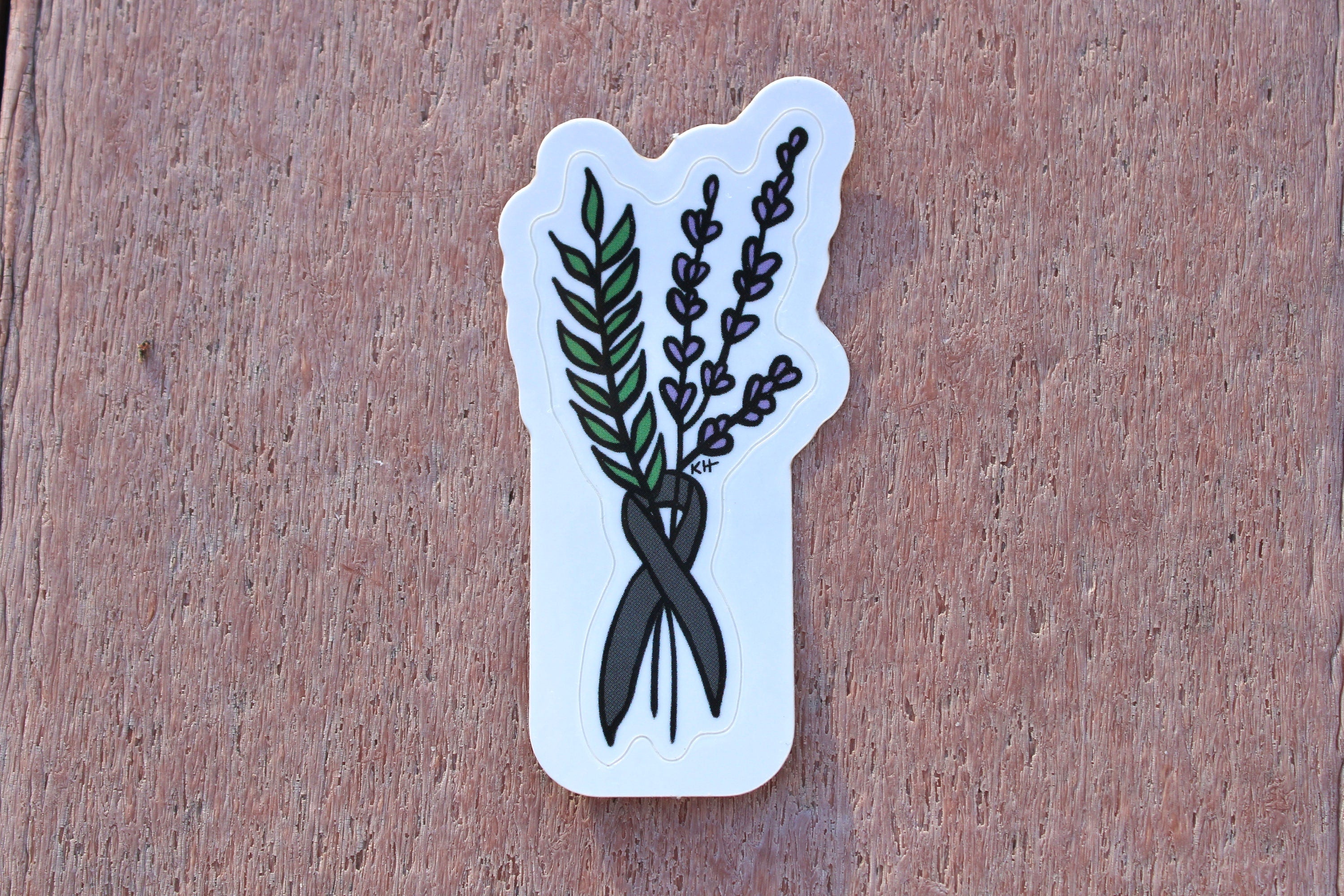 Brain Cancer Floral Ribbon - Waterproof Sticker