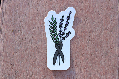 Brain Cancer Floral Ribbon - Waterproof Sticker