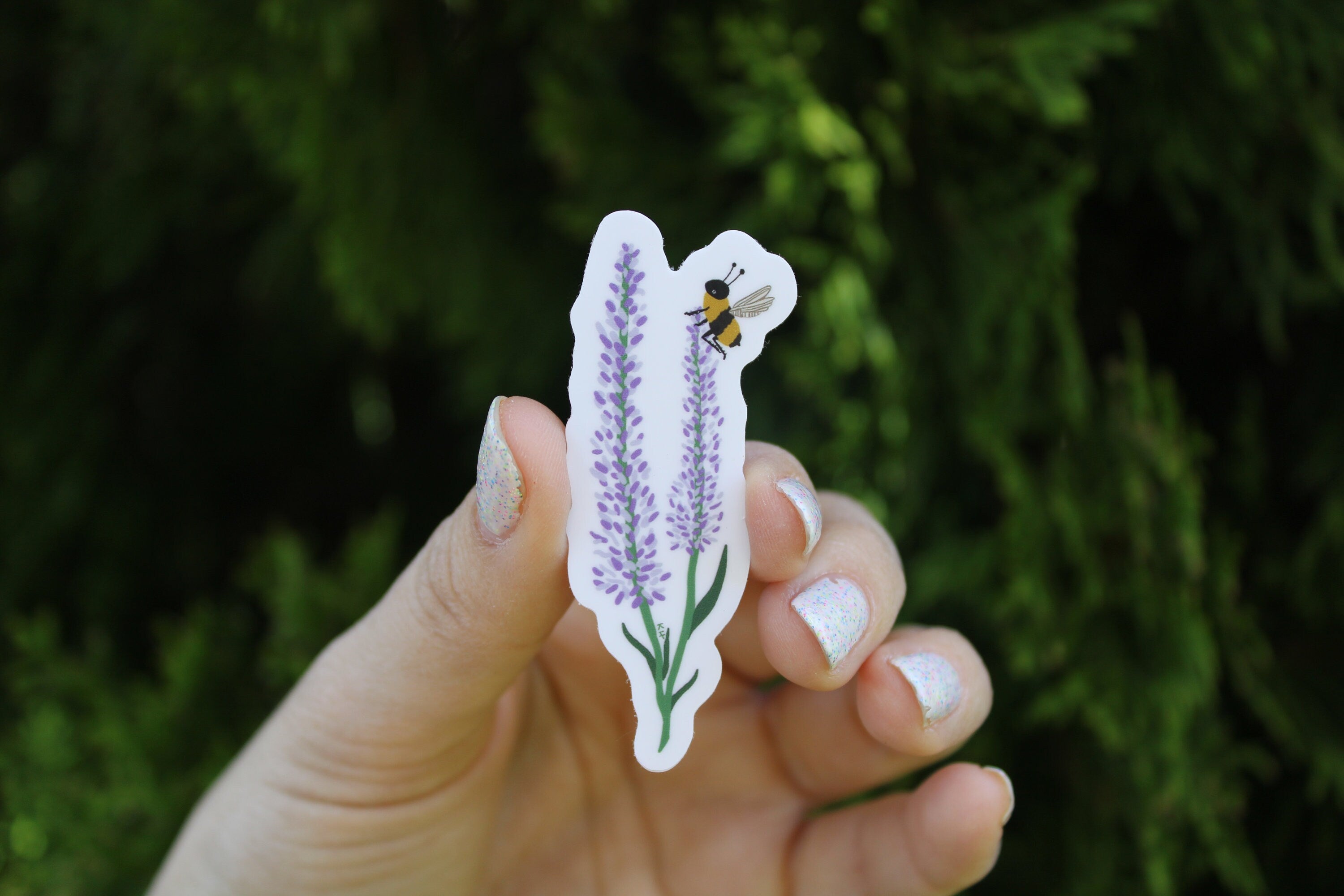 Lavender Honeybee Waterproof Sticker