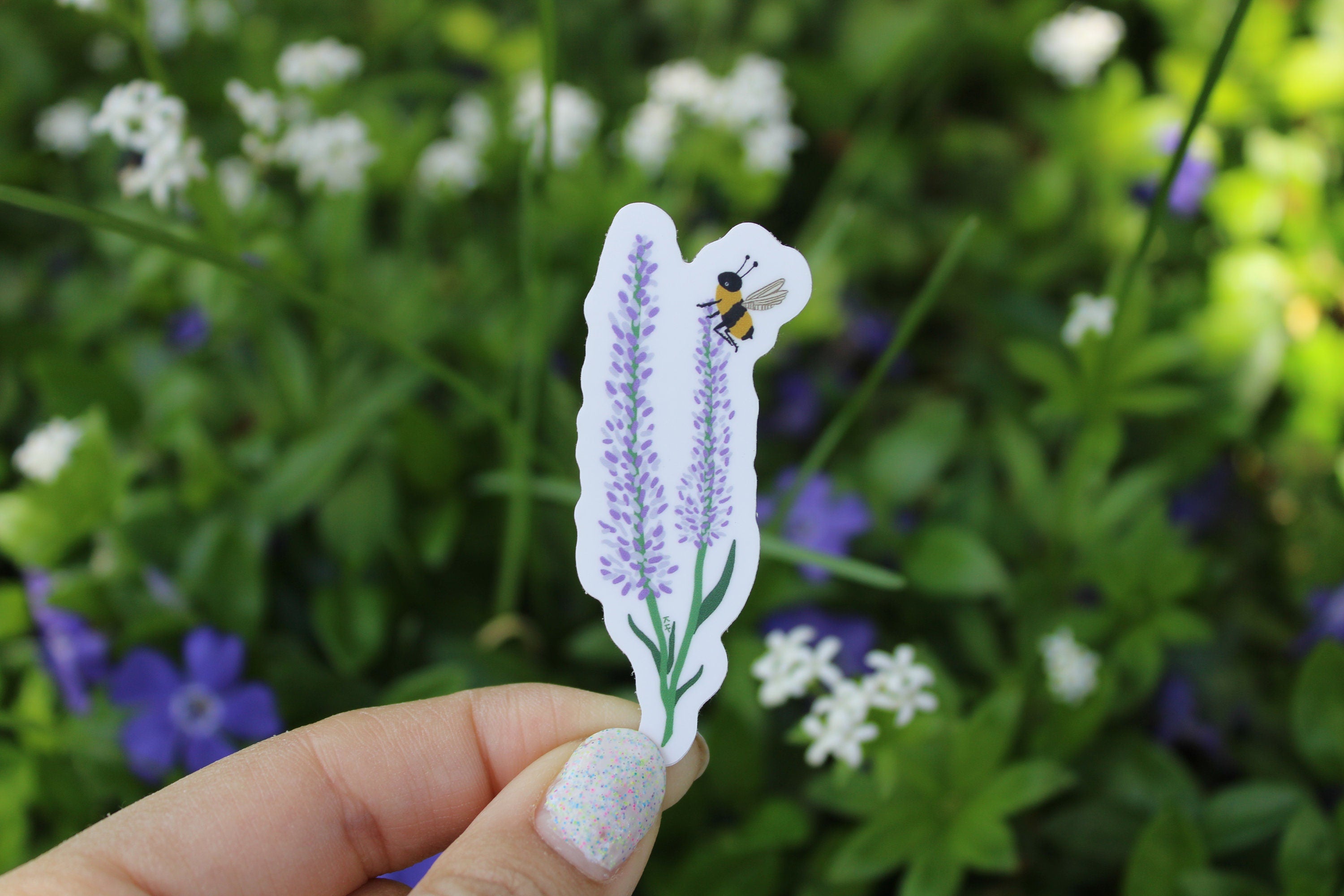 Lavender Honeybee Waterproof Sticker