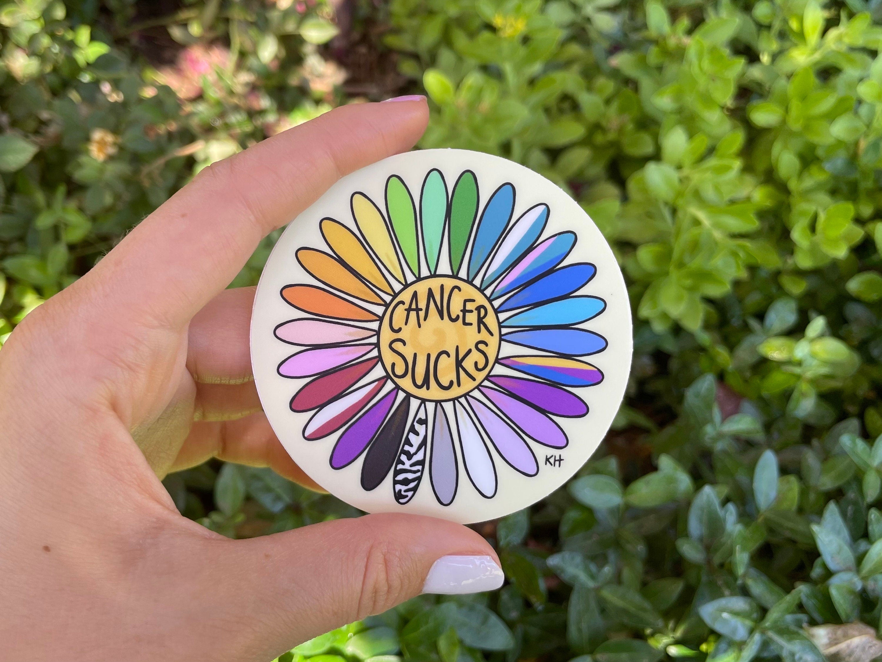 Multi-Color Cancer Sucks Daisy Waterproof Sticker