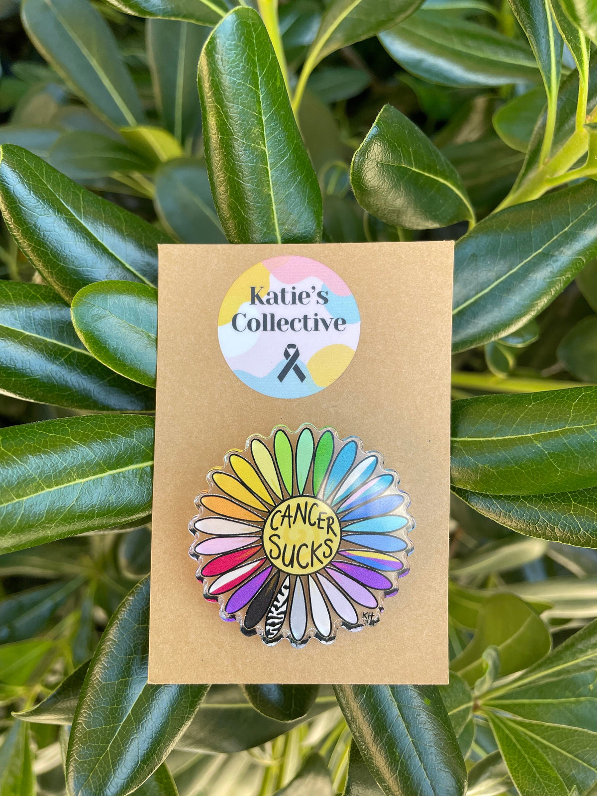 Multi-Color Cancer Sucks Daisy - ENAMEL Pin