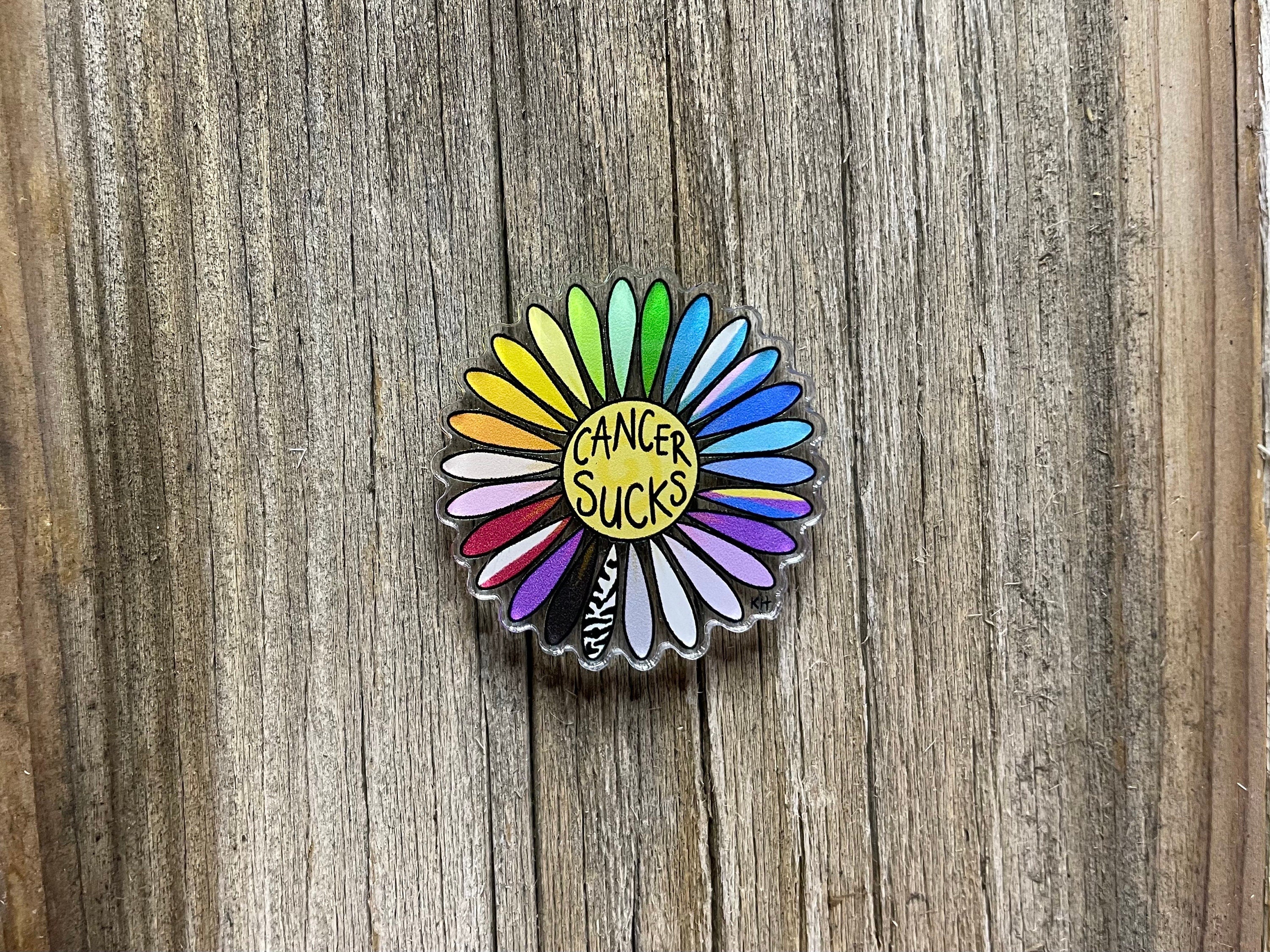 Multi-Color Cancer Sucks Daisy - Badge Reel