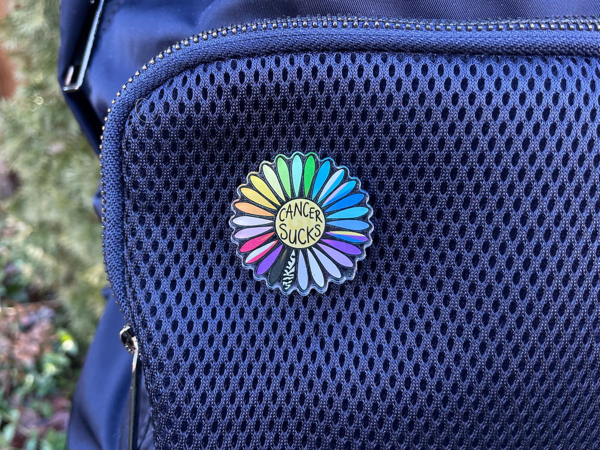 Multi-Color Cancer Sucks Daisy - ENAMEL Pin