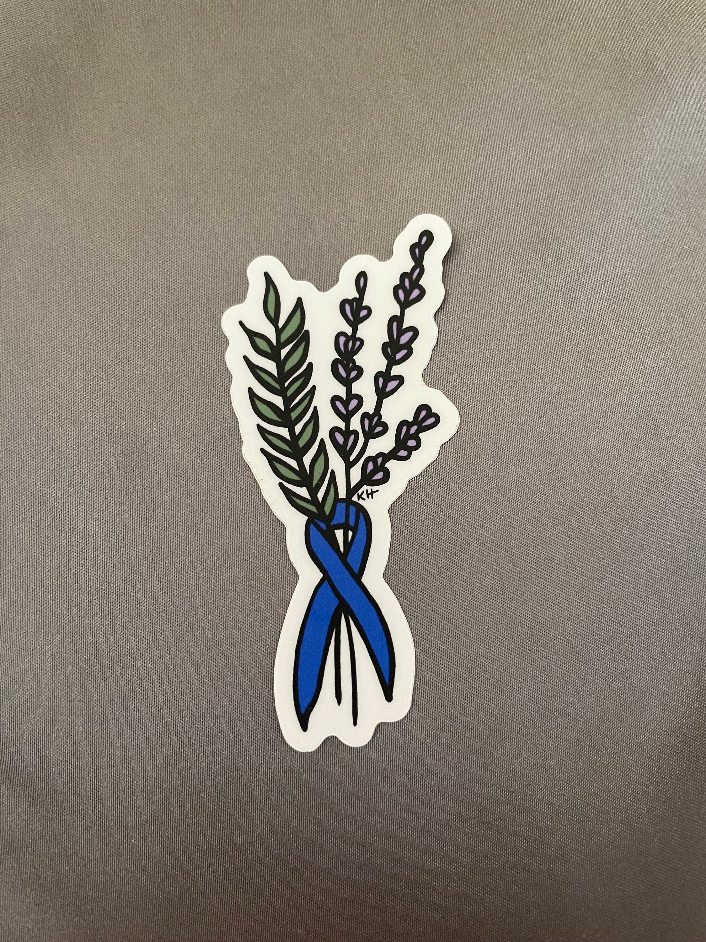 Colon/ Colorectal Cancer Floral Ribbon - Waterproof Sticker