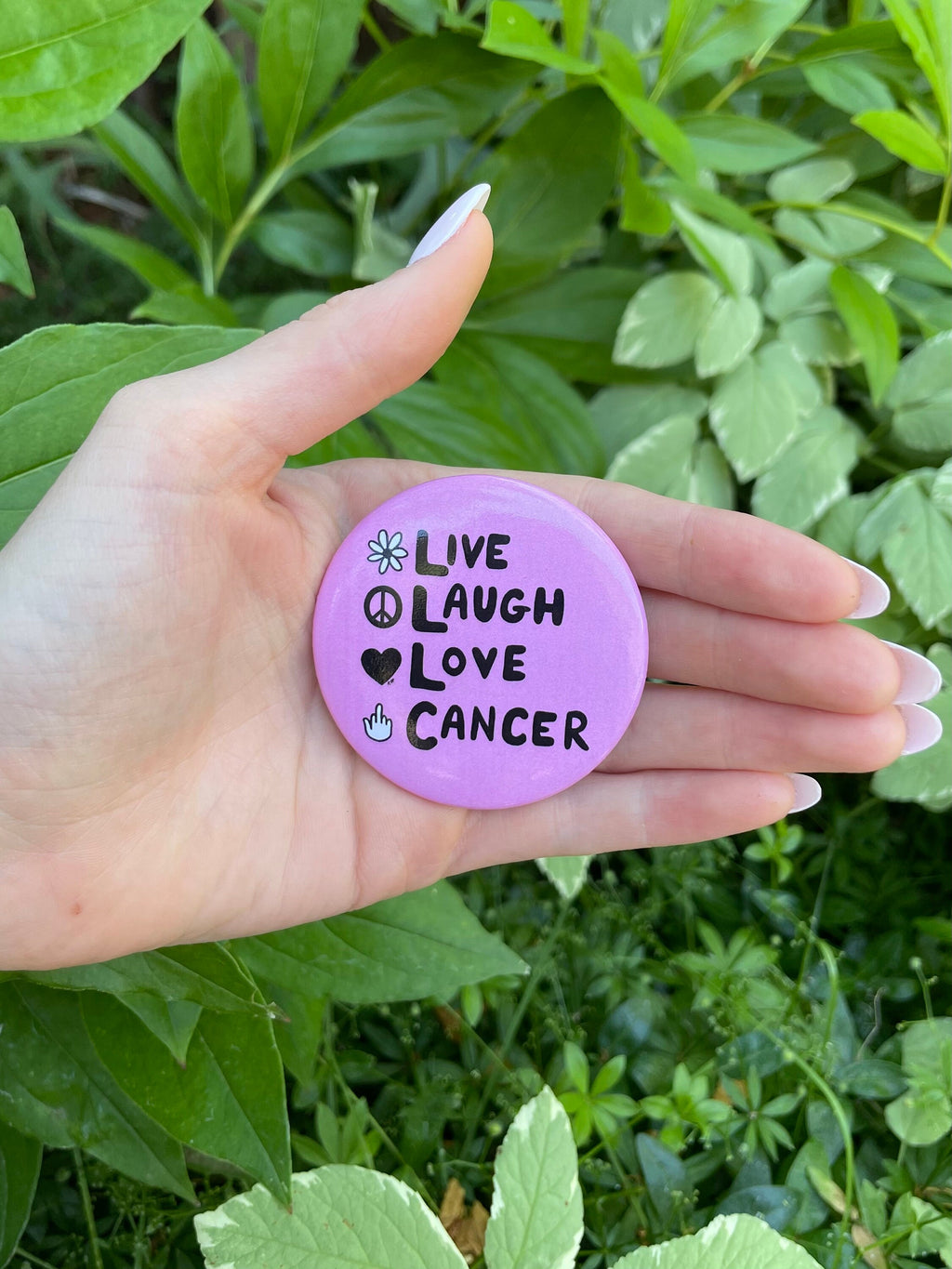 Live, Laugh, Love Parody - Button Pink/Yellow
