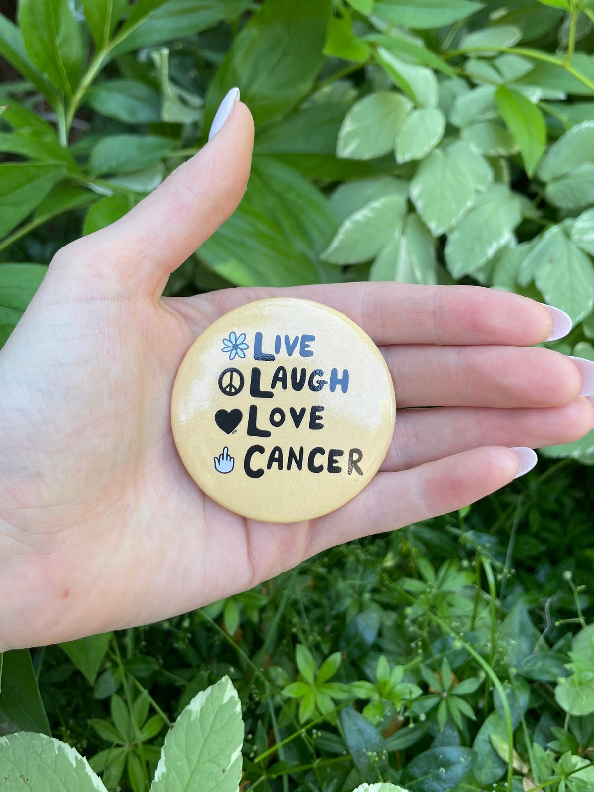 Live, Laugh, Love Parody - Button Pink/Yellow