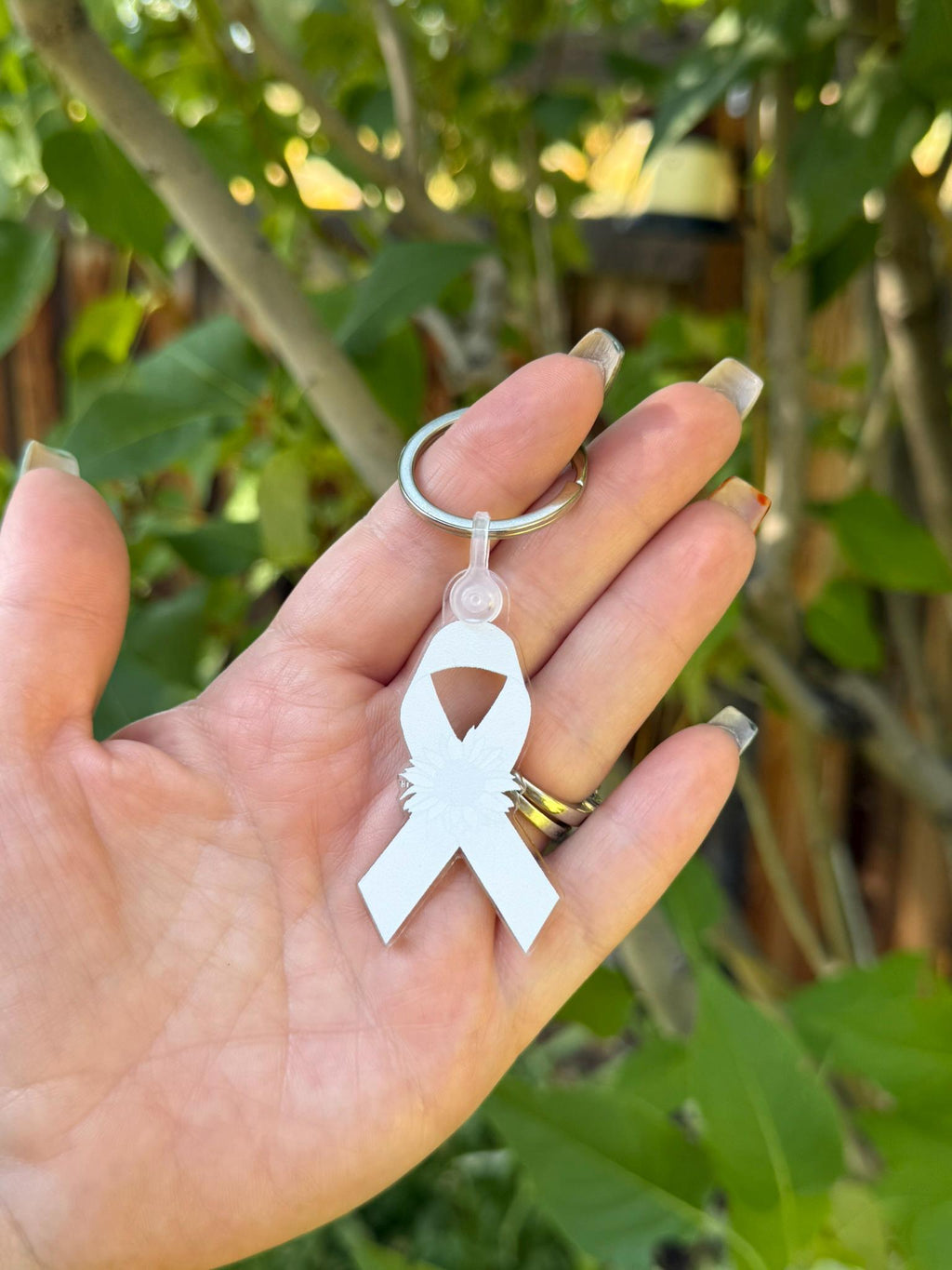 Childhood Cancer/ Sarcoma Sunflower Ribbon - Large Key Chain