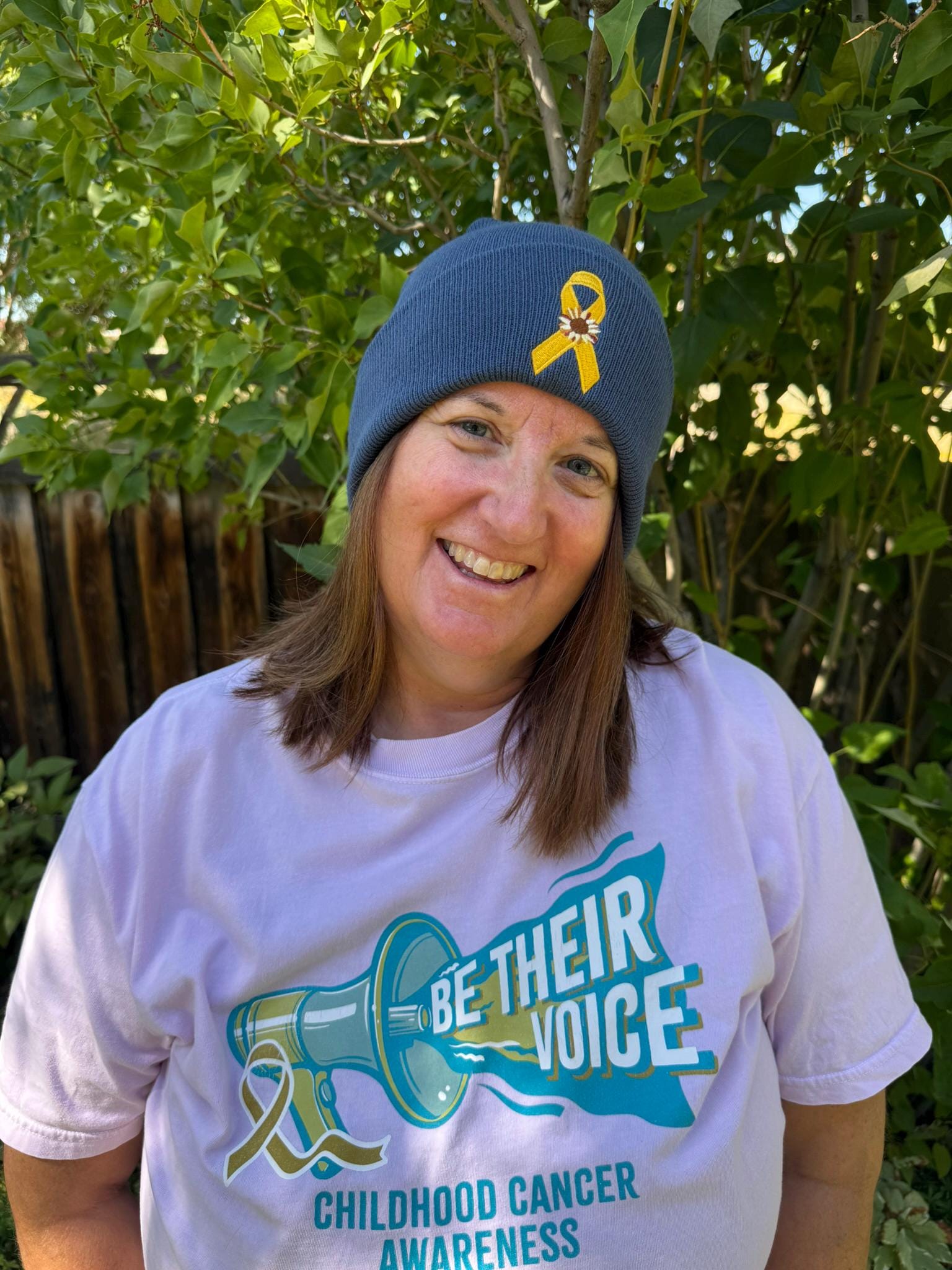 Childhood Cancer/ Sarcoma Ribbon and Sunflower - Sky Blue/royal blue  Hat/Beanie