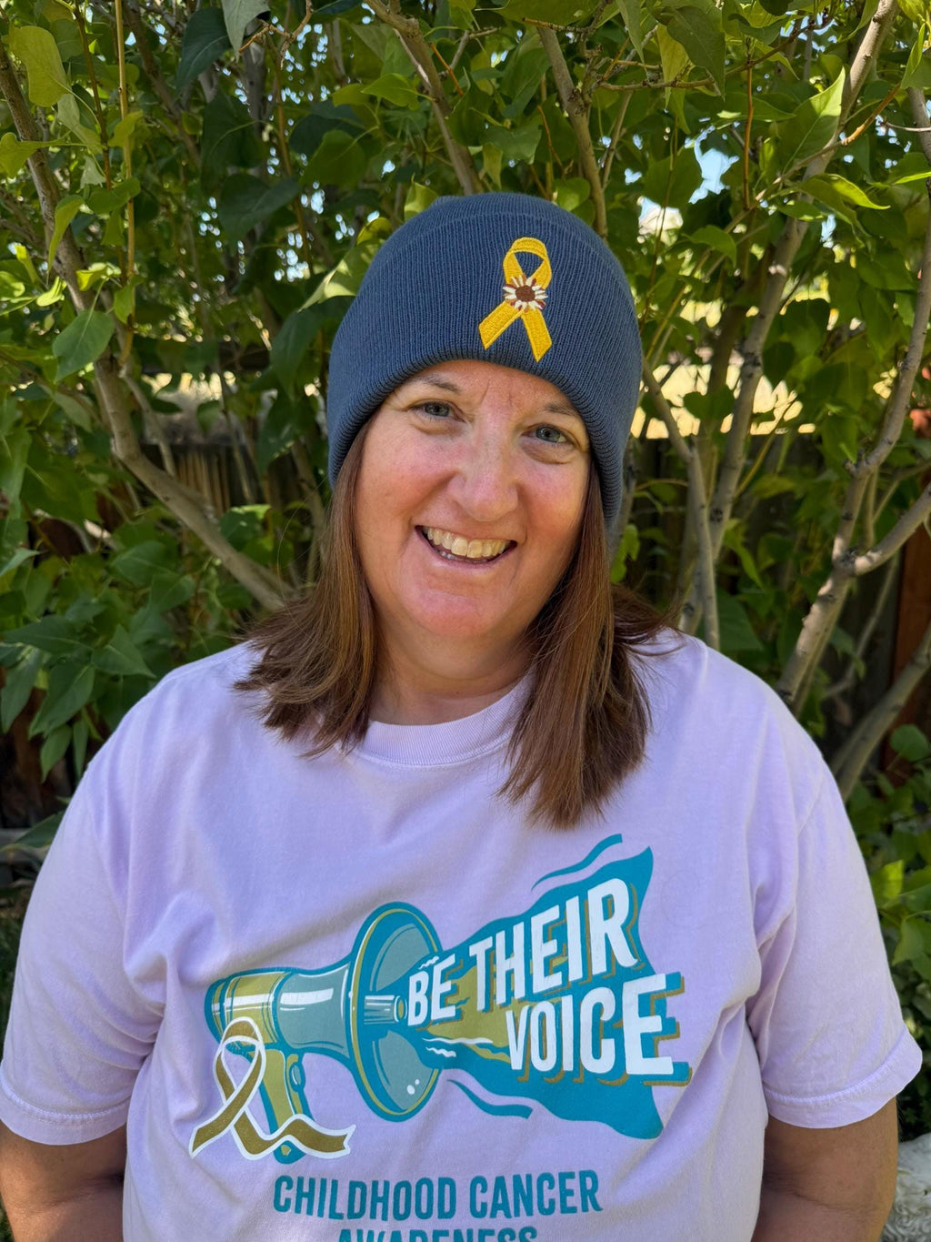 Childhood Cancer/ Sarcoma Ribbon and Sunflower - Sky Blue/royal blue  Hat/Beanie