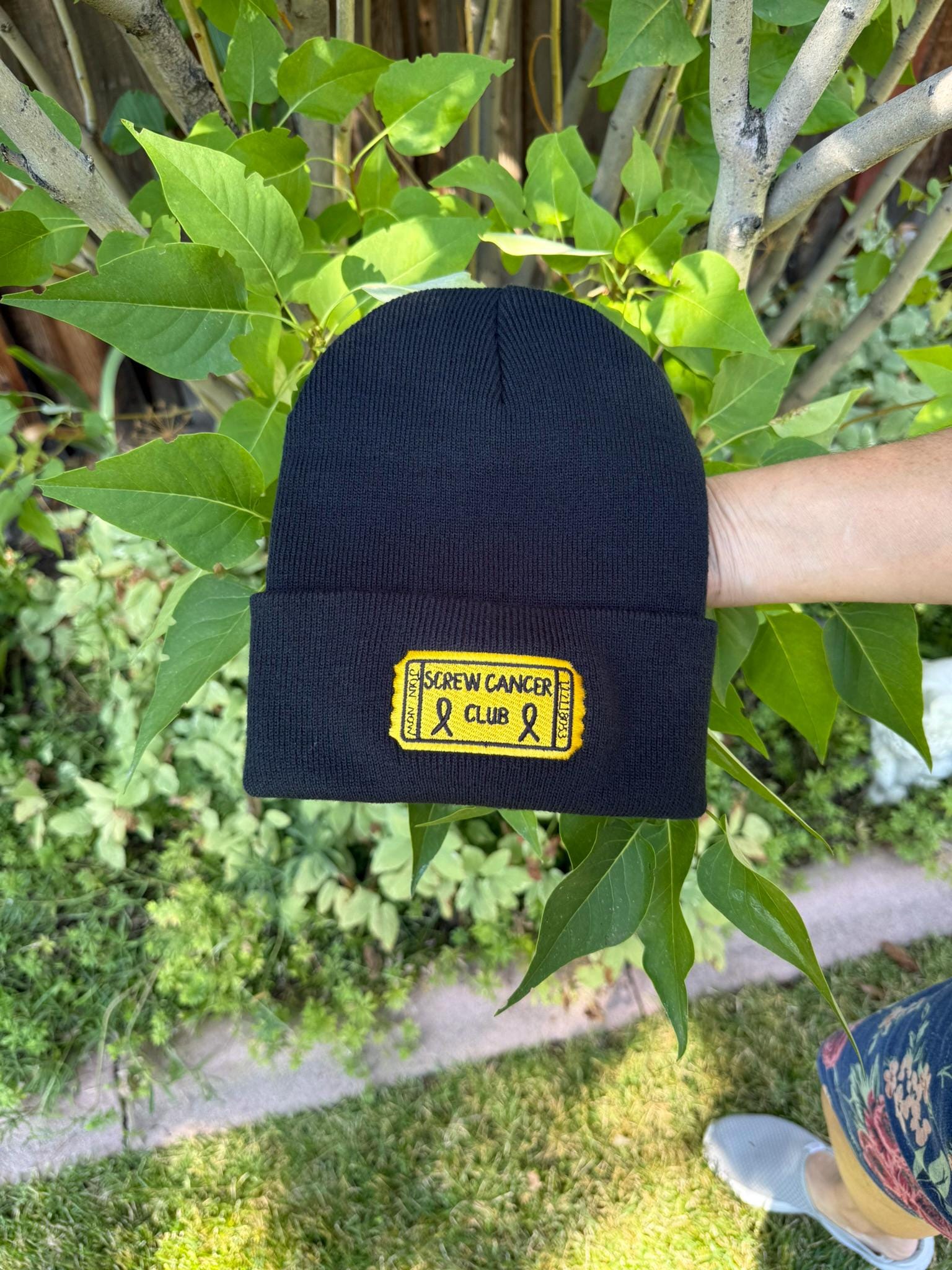 SCREW CANCER club ticket- Beanie- BLACK