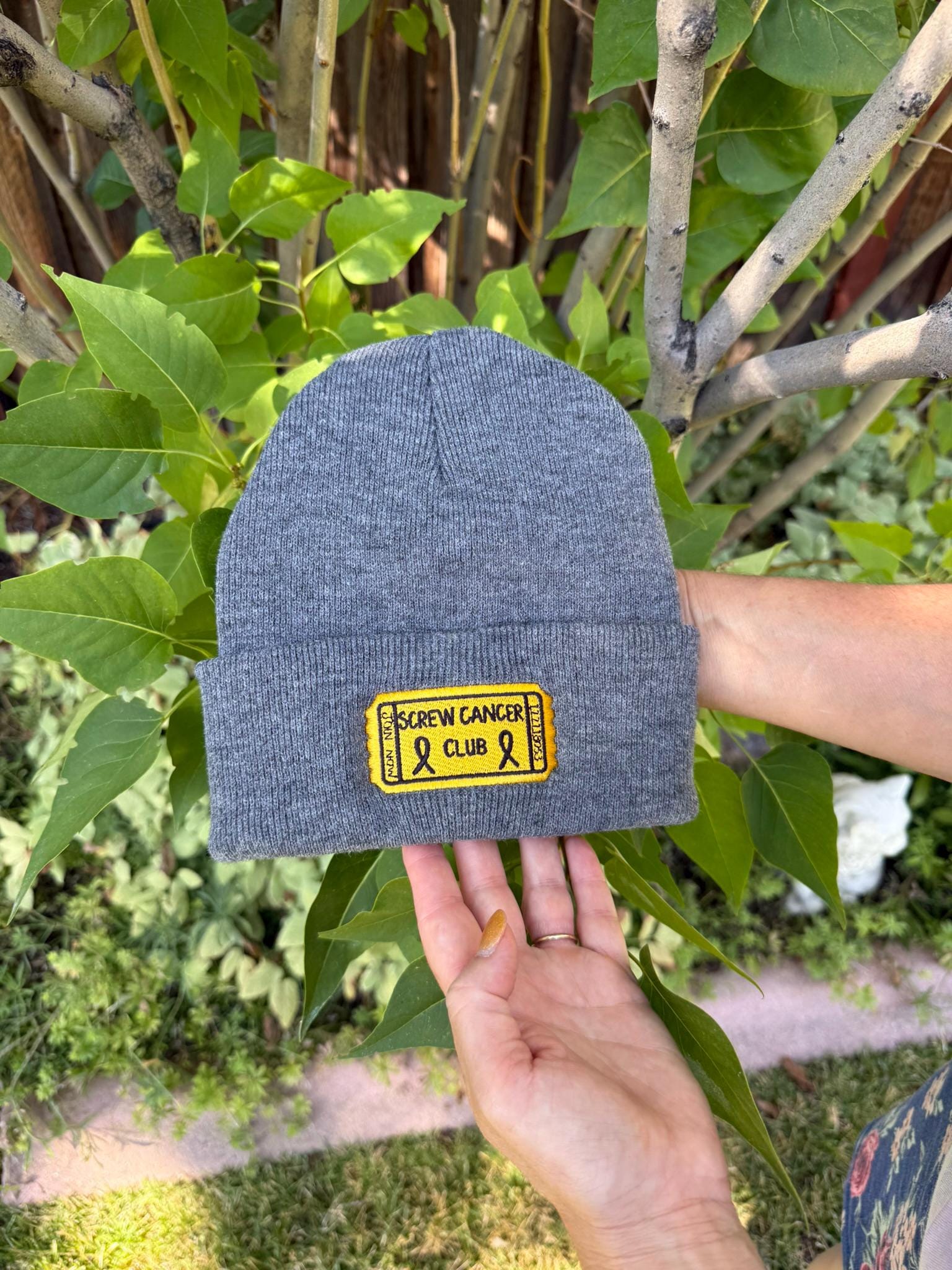 SCREW CANCER club ticket- Hat/Beanie- Grey